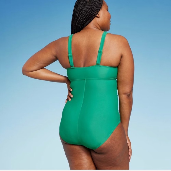 NWT NEW Kona Sol Green Full Coverage One Piece Tummy Control Swimsuit LG 12/14 - Picture 5 of 15
